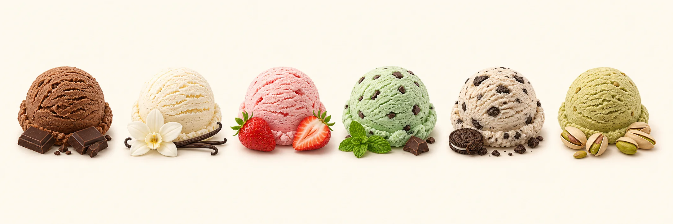 A colorful assortment of ice cream scoops